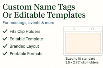 design printable name tags that fit clip holders for events and teams