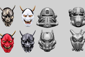 sculpt cosplay 3d armor japanese oni mask 3d helmet weapon props for 3d printing