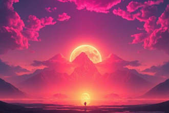 create stunning ai generated fantasy, neon and landscape art