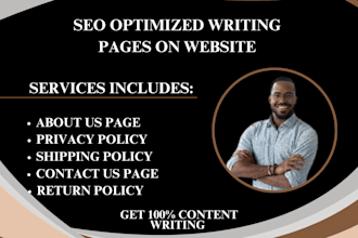 write SEO website content shopify privacy policy shipping policy about us