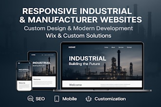 build responsive manufacturer website, industrial website, complain wix website