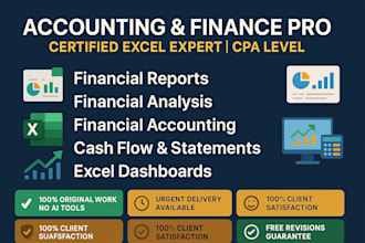 do accounting and finance assignments, financial analysis report, excel projects