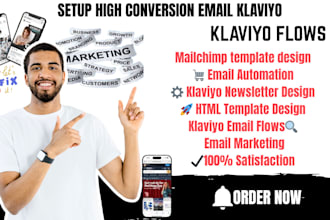 design and custom your professional klaviyo email templet setup email flows