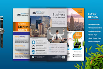 do business flyer design, poster, postcard and media kit for marketing