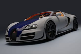 3d bugatti sculpt,car miniature,3d printing, f1 f2 sport car,sketch to 3dcar,glb