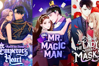 draw webtoon web comic shonen light novel cover design anime graphic novel