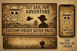 create a one piece inspired twitch banner and wallpaper pack