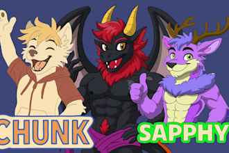 draw furry pfp, fursona oc portrait icon furry badge, furry art, fanart oc
