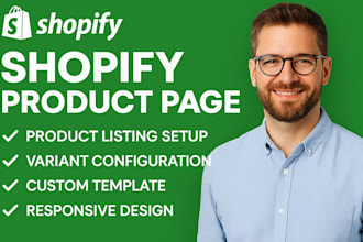 design shopify product page product listing variant setup template customization