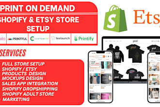 setup etsy shop etsy pod shopify pod etsy digital product printful printify seo
