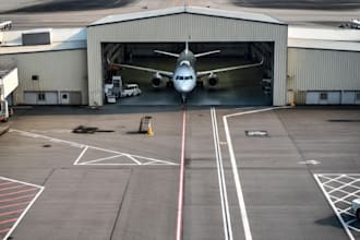 3d airplane park lot ,airport facility, runway layout ,parking space design
