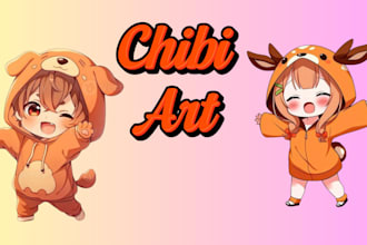 draw cute chibi art character, kawaii chibi or chibi animal art