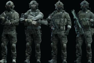 model custom 3d military avatar military vr chat 3d model character modelling