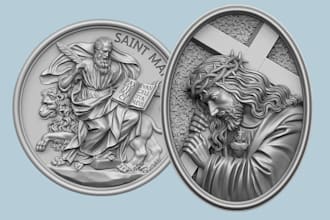high quality 3d coin, bas relief cnc medallion, stl model for engraving 3d model
