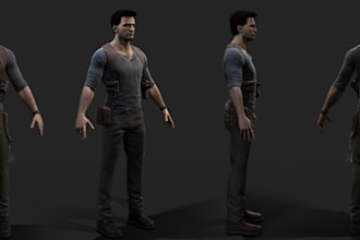 realistic male ue5 character,fbx animate protagonist for game,anime humanrig,cc4