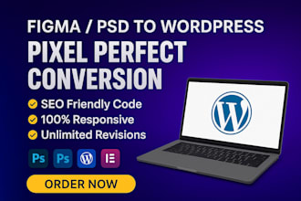 convert PSD, xd, and figma to wordpress with pixel perfect design