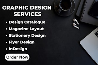 design catalogues, magazine layout, stationery and flyer