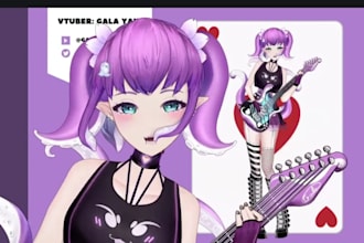 draw custom live2d vtuber pngtuber model in anime style with emotes