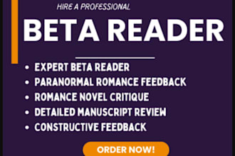 beta read, alfa, critique your romance fantasy ya novel, sci fi or manuscript