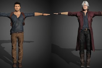 do male and female characters designs for game, maya human for ue5,rig3d animate