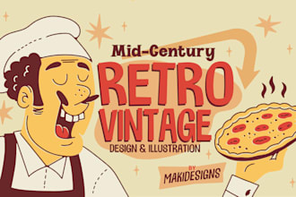 create mid century retro vintage design and illustration