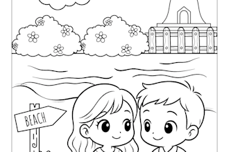 turn your love story or life event into a cute chibi style coloring book