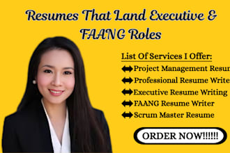 craft resumes for executives, scrum master and project management, faang resumes
