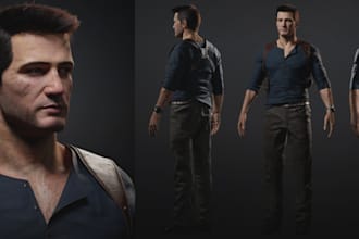 popular 3d character for game,cc4 fan art ue5 rig,realistc humanoid uv,texture3d