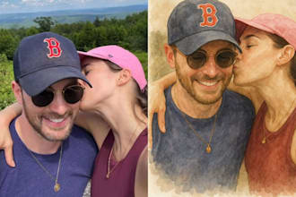 create hand painted couple portraits