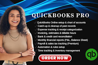 setup, catch up, clean up, manage and do bookkeeping in quickbooks online