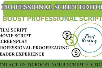 do screenplay screen writing movie script formatting editing proof reading