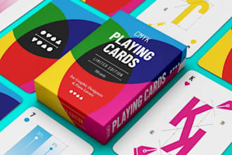 create card game design, 52 playing card, board game, card box mockup, rulebook