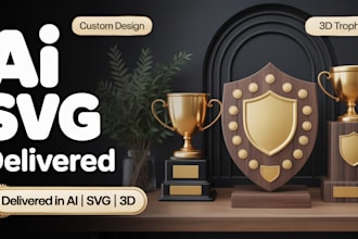 design custom award crests, trophies, or shields in vector or 3d style