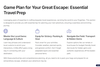 guide your next adventure with a full travel plan and map