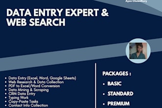 do data entry, web search, data collection, data analysis