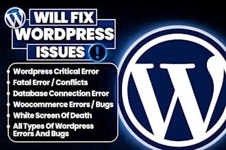 fix wordpress bugs, 403, 404, 500, 503 critical errors, and elementor issues