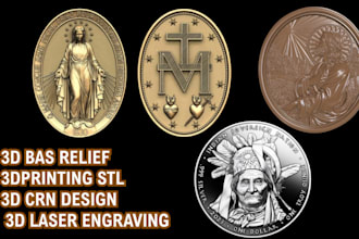 do 3d coin design 3d bas relief stl 3d laser engraving 3dprinting 3d crn design