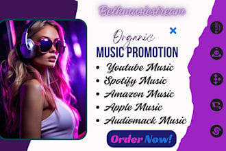 do organic youtube spotify amazon audiomack apple music promoton