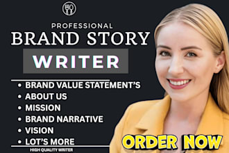 write brand story, mission and vision statement, biography, bio page narrative