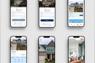 design modern real estate app UI UX for mobile and web