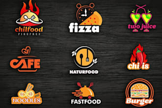 design restaurant, pizza, bbq, coffee shop, juice, catering, food logo