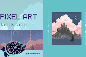 draw a pixelated landscape