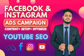 manage your facebook and instagram ads, campaign, bm setup, youtube SEO