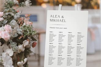 stunning seating chart or table plan for your event