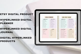 design hyperlinked digital planner, journal, etsy digital product