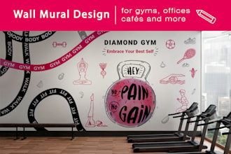 design custom wall murals for gyms, offices, cafés and more