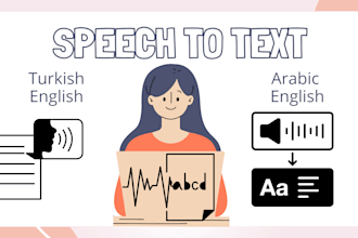 transcribe audio and video to text in arabic and english