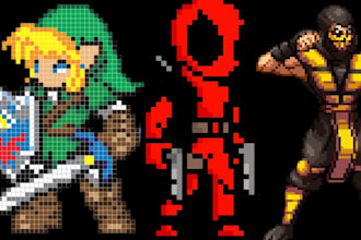 do 8 bit or 16 bit pixel art of your concepts or characters ,sprite sheet