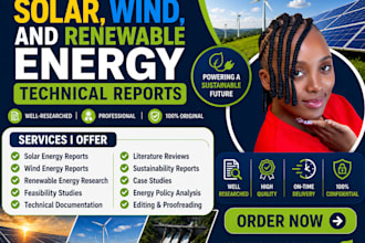 write professional renewable energy reports, research and technical documents