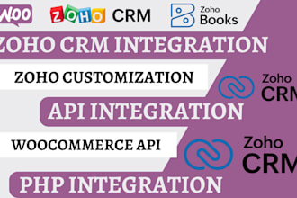 integrate zoho CRM, PHP API integration for zoho quickbook, xero and woocommerce